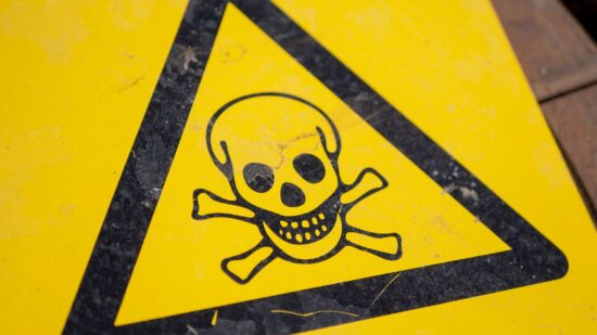 Danger sign with skull